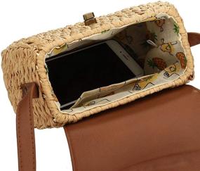 img 2 attached to Straw Hand Woven Summer Handle Rattan Women's Handbags & Wallets