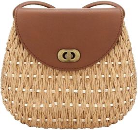 img 4 attached to Straw Hand Woven Summer Handle Rattan Women's Handbags & Wallets