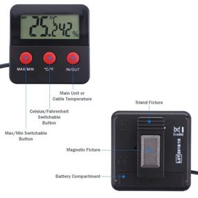 img 3 attached to Advanced Digital Reptile Thermometer and Humidity Gauge with Remote Probes - Optimize Hygrometer and Thermo Control for Terrariums, Tanks, Cages, Incubators, and More!