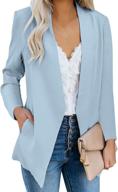 vetinee women's open front pockets blazer: stylish long sleeve cardigan jacket perfect for work or office logo