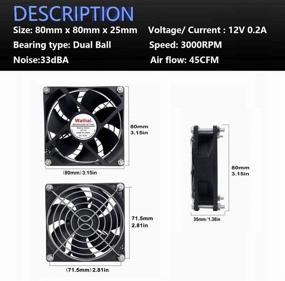 img 2 attached to Wathai 80x80x25мм 80мм двойной шариковый подшипник постоянного тока 🌬️ вентилятор охлаждения 12В 2 контакта: эффективное решение для охлаждения устройств