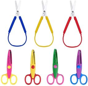 img 4 attached to 📏 DANIVE Craft Scissors Set - 3PCS Loop Scissors & 4PCS Decorative Paper Edge Scissors - Adaptive Design - Right & Left Hand Support - Ideal for Teachers, Scrapbooking, DIY Projects, and Special Needs