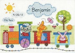 img 1 attached to 🚂 Dimensions Train Birth Record Cross Stitch Kit, Baby Shower Gift, 7” x 5” - Improved SEO