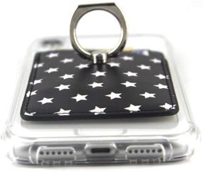 img 1 attached to Stylish CalorMixs Black Stars Phone Card Holder with Ring - Convenient PU Leather Card Holder for iPhone and Android Smartphones