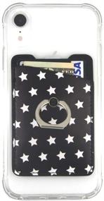 img 2 attached to Stylish CalorMixs Black Stars Phone Card Holder with Ring - Convenient PU Leather Card Holder for iPhone and Android Smartphones