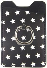 img 3 attached to Stylish CalorMixs Black Stars Phone Card Holder with Ring - Convenient PU Leather Card Holder for iPhone and Android Smartphones