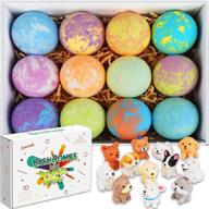 colorful handmade kids bath bombs with toys inside - 12 set surprise bubble bath fizzies, safe and gentle spa bath fizz balls kit, perfect easter eggs, birthday and christmas gift for girls and boys logo