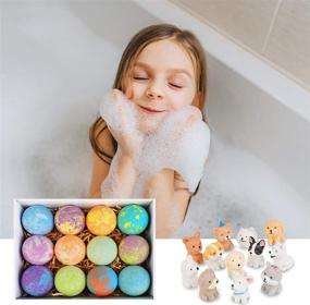 img 1 attached to Colorful Handmade Kids Bath Bombs with Toys Inside - 12 Set Surprise Bubble Bath Fizzies, Safe and Gentle Spa Bath Fizz Balls Kit, Perfect Easter Eggs, Birthday and Christmas Gift for Girls and Boys