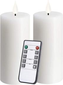 img 4 attached to 🕯️ Enhancing Your Space with NiceAI Fireplace Candle Wax Pillar Candles - Desk Decor with Remote Control | Flickering LED Flames | Battery Operated | Pack of 2 White 2.1"×4.8