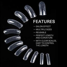 img 1 attached to 🔲 Modelones 120PCS Dual Nail Forms: Full Cover Poly Nail Gel Tips with Scale - 12 Sizes, Clear Acrylic Nail System Forms and Fake Nail Molds #2