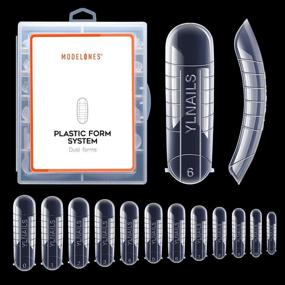 img 4 attached to 🔲 Modelones 120PCS Dual Nail Forms: Full Cover Poly Nail Gel Tips with Scale - 12 Sizes, Clear Acrylic Nail System Forms and Fake Nail Molds #2