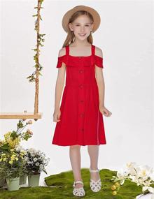 img 3 attached to Greatchy Button Skater Sleeveless Cotton Girls' Clothing for Dresses