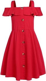 img 4 attached to Greatchy Button Skater Sleeveless Cotton Girls' Clothing for Dresses