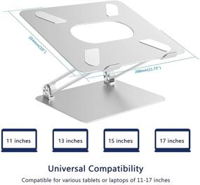 img 2 attached to 💻 Подставка для ноутбука EPN: эргономичная портативная подставка с регулируемой высотой для MacBook Pro/Air, Dell XPS, HP, ноутбуков Samsung до 17" серебристого цвета - дизайн с тепловентиляцией и алюминиевого сплава.