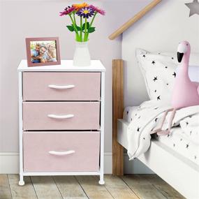 img 3 attached to 🛏️ Sorbus Nightstand: 3-Drawer Furniture Storage Chest Tower for Bedroom, Closet, Office in Pink