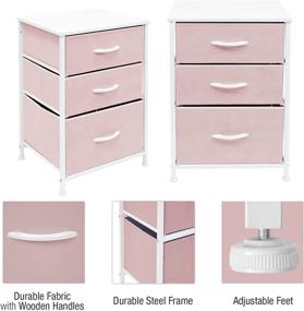 img 2 attached to 🛏️ Sorbus Nightstand: 3-Drawer Furniture Storage Chest Tower for Bedroom, Closet, Office in Pink