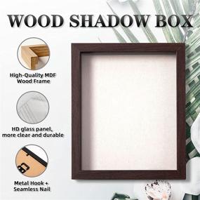 img 2 attached to Muzilife 8x10 Shadow Box Picture Frame with Linen Board - Deep Wood & Glass Display Case for Baby Sports Memorabilia, Pins, Awards, Medals, Wedding, Tickets, Photos (Walnut) - Enhanced SEO