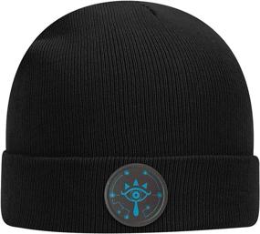 img 1 attached to 👁️ Black Sheikah Eye Patch Knit Hat Beanie for Zelda Breath of The Wild