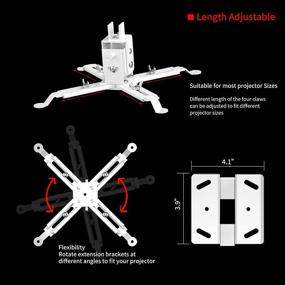 img 2 attached to Universal Projector Mount | Extendable Arm with Adjustable 15° Angle | Ceiling or Wall Mount Bracket | Suitable for Various Sizes of Projectors at Home or Office | 4-in-1 Upgrade | White