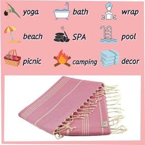 img 1 attached to 🛀 Pamuklu Turkish Bath Towels - Premium Cotton, Extra Large Sand-Free Soft Beach Towel, Fast-Drying Travel Blanket, Oversized Body Wrap Towel Set, Bathroom Hand and Body Towels (Pink Plain)