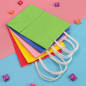 img 1 attached to 🛍️ TOYMYTOY Kraft Paper Gift Bags with Handles - 20pcs, Assorted Colors - Ideal Shopping Favor Bags