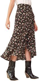 img 2 attached to 🌸 WDIRARA Women's Flowy Ditsy Floral Print Asymmetrical Hem Boho A-line Long Skirt: Embrace Effortless Bohemian Style