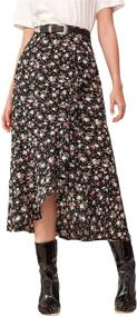 img 4 attached to 🌸 WDIRARA Women's Flowy Ditsy Floral Print Asymmetrical Hem Boho A-line Long Skirt: Embrace Effortless Bohemian Style