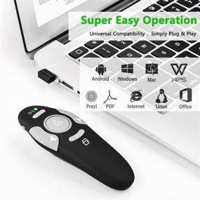 img 1 attached to Wireless Presentation Clicker Remote with Laser Pointer - USB Presenter for Slideshow PowerPoint - Compatible with Windows 10 and MAC - Support for PPT, Keynote, and Google Slides (K100B)