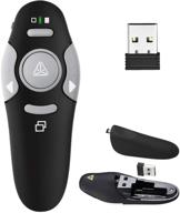 wireless presentation clicker remote with laser pointer - usb presenter for slideshow powerpoint - compatible with windows 10 and mac - support for ppt, keynote, and google slides (k100b) logo