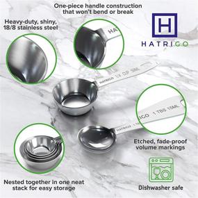 img 2 attached to 🔒 Durable Set of 8 Heavyweight Stainless Steel Measuring Cups and Spoons with Seamless Construction, Thick Steel Design for Longevity