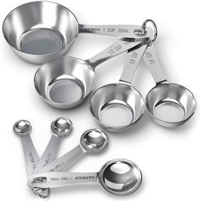 img 4 attached to 🔒 Durable Set of 8 Heavyweight Stainless Steel Measuring Cups and Spoons with Seamless Construction, Thick Steel Design for Longevity