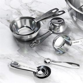 img 3 attached to 🔒 Durable Set of 8 Heavyweight Stainless Steel Measuring Cups and Spoons with Seamless Construction, Thick Steel Design for Longevity