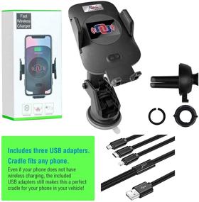 img 3 attached to Qi Certified Fast Wireless Car Charger Cellphone Holder Cradle with Infrared Sensor Clamp Nucharger Auto - Compatible with iPhone 8/8 Plus/X/XR/XS, Samsung Note 9/8, and More - Windshield & Air Vent Mount Kit Included