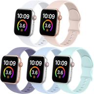 📱 5-pack silicone sport replacement bands compatible with apple watch series 7 6 5 4 3 2 1 se - 38mm 40mm 41mm 42mm 44mm 45mm sizes for women and men logo