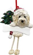 🎄 hand-painted goldendoodle ornament: personalizable with unique dangling legs - perfect christmas décor логотип