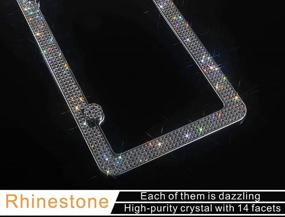 img 3 attached to 💎 RunOne 2 Pack Rhinestone License Plate Frames: Sparkly & Cute Diamond Car Holder set for Women & Girls. Stylish Crystal Bling Covers in White - Gift Box Included!