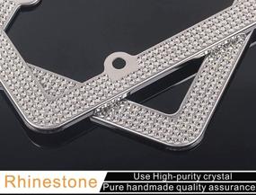 img 2 attached to 💎 RunOne 2 Pack Rhinestone License Plate Frames: Sparkly & Cute Diamond Car Holder set for Women & Girls. Stylish Crystal Bling Covers in White - Gift Box Included!