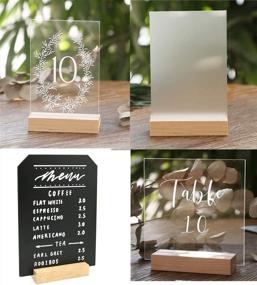 img 3 attached to 🔖 UNIQOOO 5 Pack 4-inch Wooden Stands for Wedding Acrylic Signs, Table Number Holders for 1/8" Thick Acrylic Sheets, Wedding Display Stands, Card Holders, Ideal for Bar Menus, Retail Signs, Parties, and Events