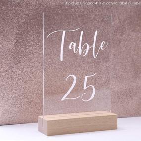 img 2 attached to 🔖 UNIQOOO 5 Pack 4-inch Wooden Stands for Wedding Acrylic Signs, Table Number Holders for 1/8" Thick Acrylic Sheets, Wedding Display Stands, Card Holders, Ideal for Bar Menus, Retail Signs, Parties, and Events