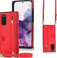 📱 zyzx samsung galaxy s20 fe 5g wallet case with crossbody leather strap and card holders - kb red logo