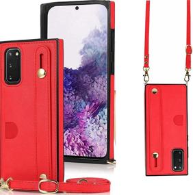 img 4 attached to 📱 ZYZX Samsung Galaxy S20 FE 5G Wallet Case with Crossbody Leather Strap and Card Holders - KB Red