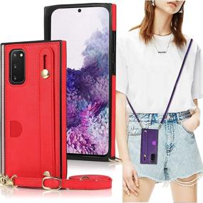 img 2 attached to 📱 ZYZX Samsung Galaxy S20 FE 5G Wallet Case with Crossbody Leather Strap and Card Holders - KB Red