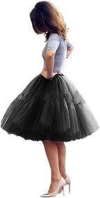 img 4 attached to Midi Tulle Tutu Skirt: Fluffy Princess A-line Style Perfect for Party Prom