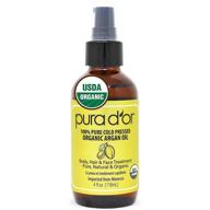 🌿 pura d'or organic moroccan argan oil (4oz / 118ml) usda certified 100% pure cold pressed virgin premium grade: effective moisturizer for dry & damaged skin, hair, face, body, scalp & nails logo