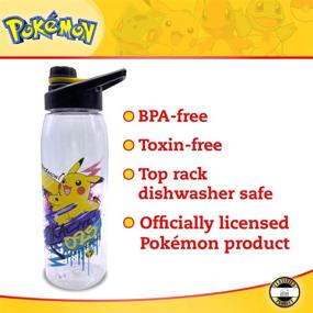 img 2 attached to 🔌 Silver Buffalo Pokémon Skate Graffiti Electrifying Pikachu Tritan Water Bottle: 28 oz, Screw Lid, Multicolored - Stay Hydrated in Style!