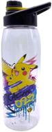 🔌 silver buffalo pokémon skate graffiti electrifying pikachu tritan water bottle: 28 oz, screw lid, multicolored - stay hydrated in style! logo