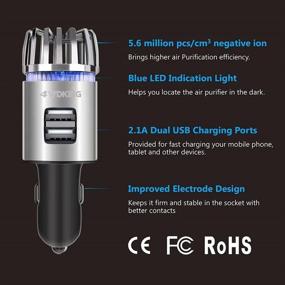 img 3 attached to 4WDKING Car Air Purifier Ionizer: Eliminate Smoke, Pet & Food Odor with Dual USB Charger - Ionic Ozone, Silver