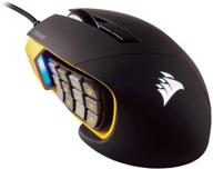corsair scimitar pro rgb mmo gaming mouse - 🖱️ 16000 dpi optical sensor, 12 programmable buttons - yellow (model: ch-9304011-na) logo