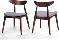 🪑 barron fabric dining chairs by christopher knight home - set of 2, light grey/walnut логотип