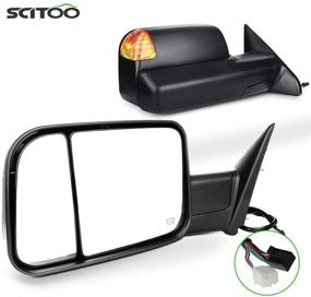 img 4 attached to 🔥 Зеркала для буксировки SCITOO для Dodge Ram - наружные аксессуары для зеркал - подходит для Ram 1500 2500 3500 2009-2016 гг., подогреваемые, с датчиком температуры, светодиодным поворотником, функции управления подстветкой.
